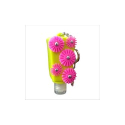 HOLDER ANTIBACTERIAL Amarillo con Flores Rosas