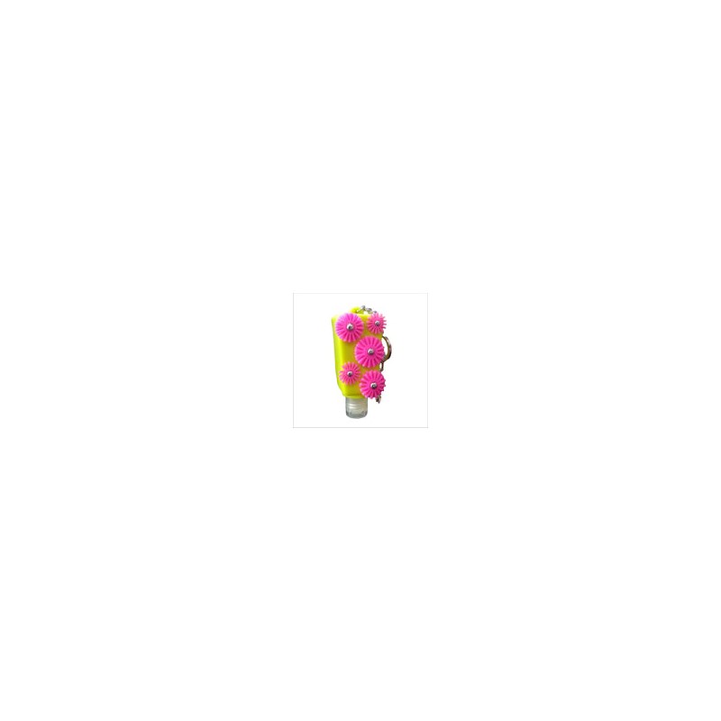 HOLDER ANTIBACTERIAL Amarillo con Flores Rosas