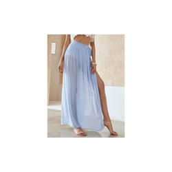Talla M - Falda Pareo Liso Azul