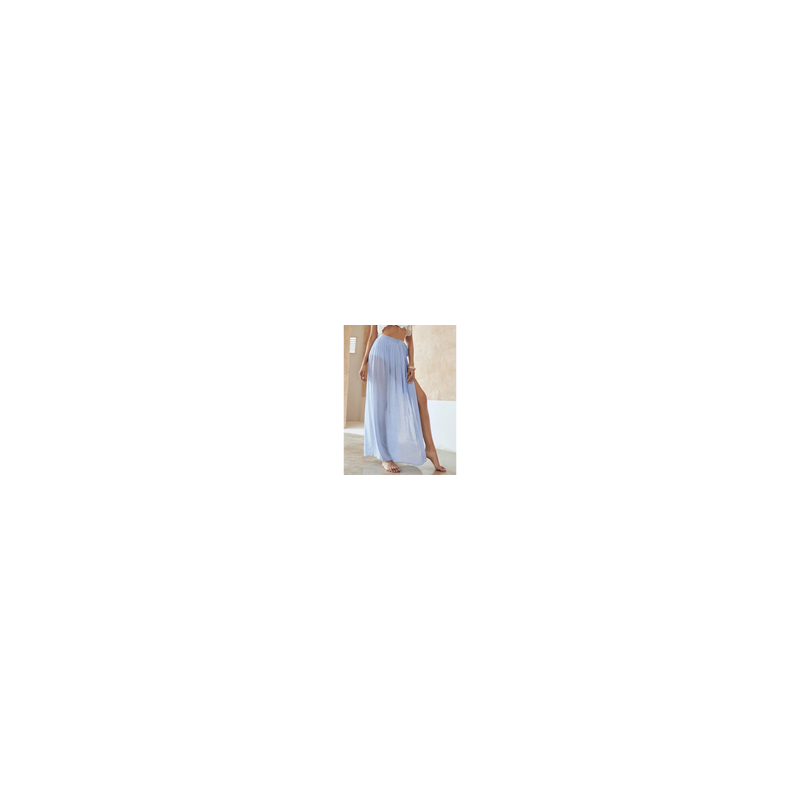 Talla M - Falda Pareo Liso Azul